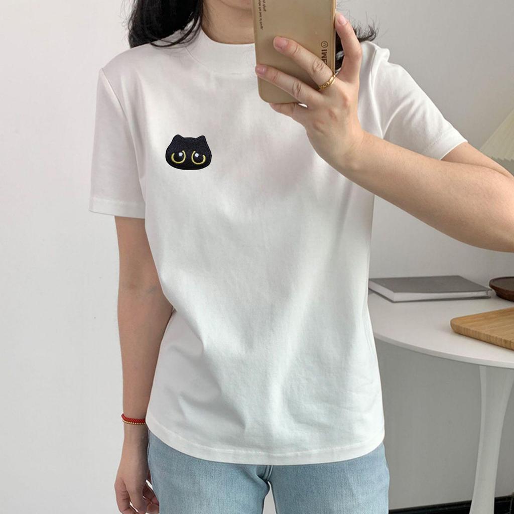 Cartoon Black Cat Embroidery Patch - Iron-On Clothing Repair Accessory