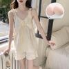 2026 Summer Women's Cloud Cotton Pajama Set with Built-in Bra, Princess Style Camisole, Sweet Home Wear