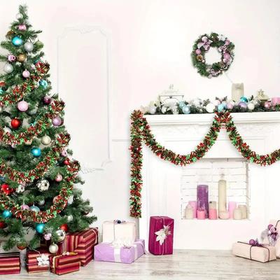 Decorazioni Natalizie Striscia Nastro 2M Ornamento Albero di Natale Articoli di Capodanno Accessori Natalizi Rossi Verdi Capodanno