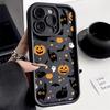 Halloween Cat Pumpkin Bat Silicone Soft TPU Phone Case for iPhone 16 Pro Max 15 Plus 14 13 12 11 17 Air 16E Shockproof Cover