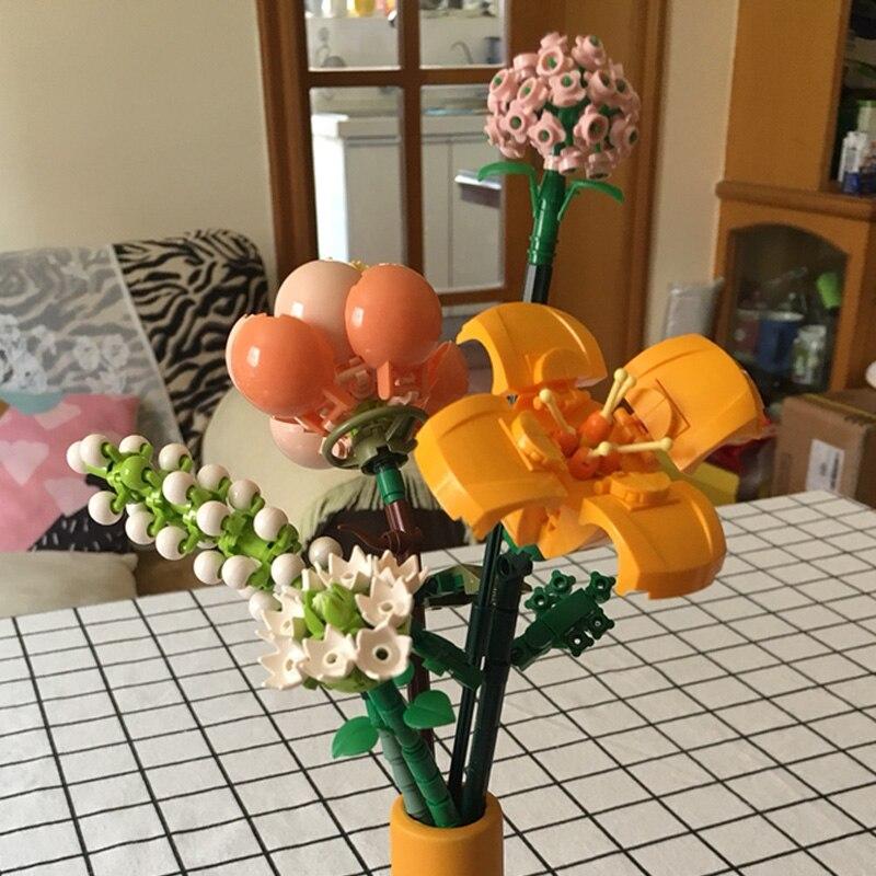 LOZ 1658 Eternal Flower Herb Plant Hibiscus Lily Daisy Hydrangea Model DIY Mini Blocks Bricks Building Toy for Children No Box