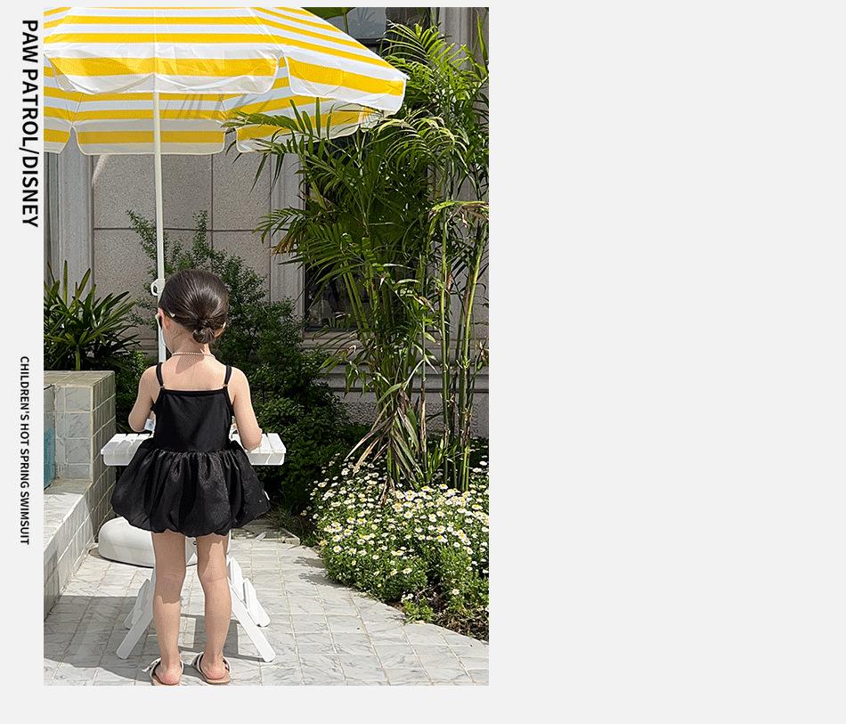 Sweet Baby Summer 2025 Bow Black Sling Princess Swimsuit for Kids