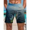 Tropical Gradient Beach Shorts For Men, Coconut Tree 3d Print Quick Dry Loose Swim Trunks, Casual Men's Drawstring Board Shorts