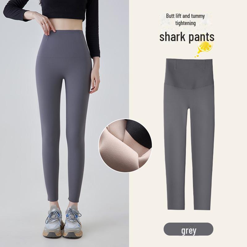 2024 New High-Waist Gray Velvet-Lined Women's Yoga Leggings: Warm Autumn/Winter Wear