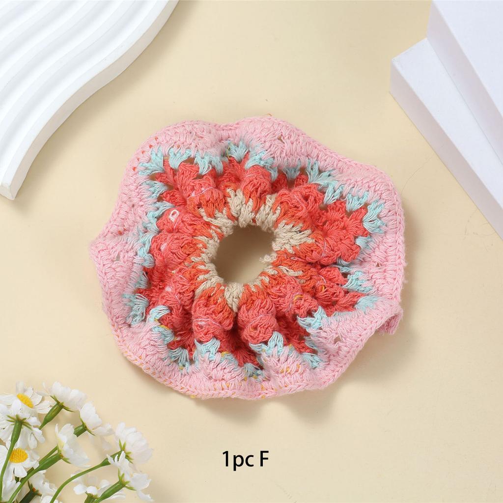 Korean-style Handmade Knitted Big Intestine Hair Tie, Elegant Pastoral Bun Hair Accessory, Sweet Ponytail Rubber Band