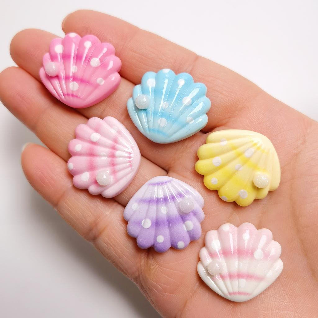 Bulk 100Pcs/Bag Assorted Colorful Seashell Flatback Resin Cabochons Embellishment for Jewelry Making Scrapbooking Keychain Decor