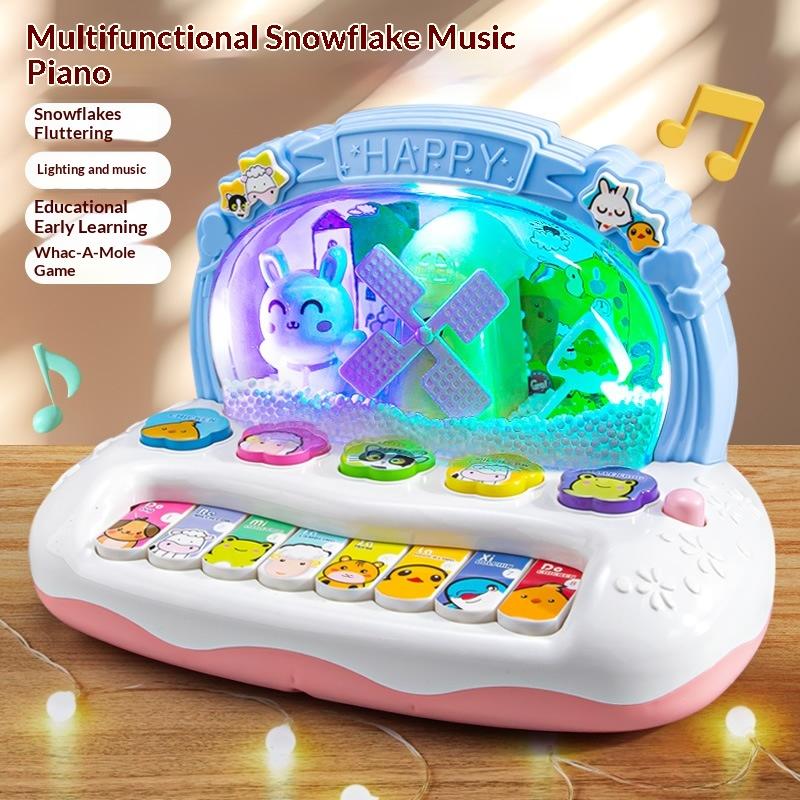 Musical Piano Keyboard Early Learning Toy Flashing LED Lights Animal Sounds Interactive Gift for Preschool Toddlers Kids