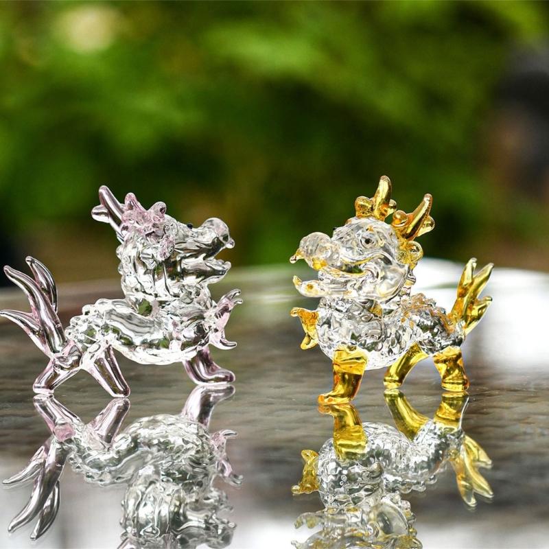 Einzigartiges Drachenornament Mini-Kristallskulptur Drachenornament Drachenminiaturen Figuren Symbol für Glück Reichtum