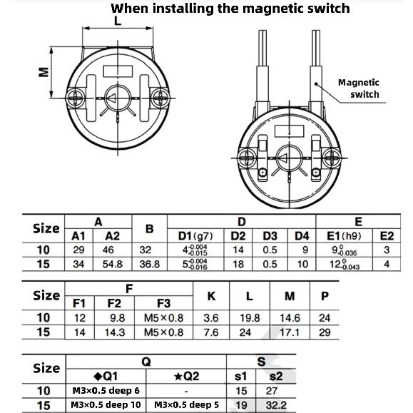 Vane type roterende zwenkcilinder CDRBS15/20/30/40-90 graden 180 graden met magnetische roterende cilinder