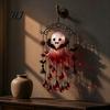 Spooky Home Decor Halloween Ghost Wind Chime Decoration, Vintage Sun Catcher with Faux Crystal Window Hanging Decoration Drops Tassels, Acrylic