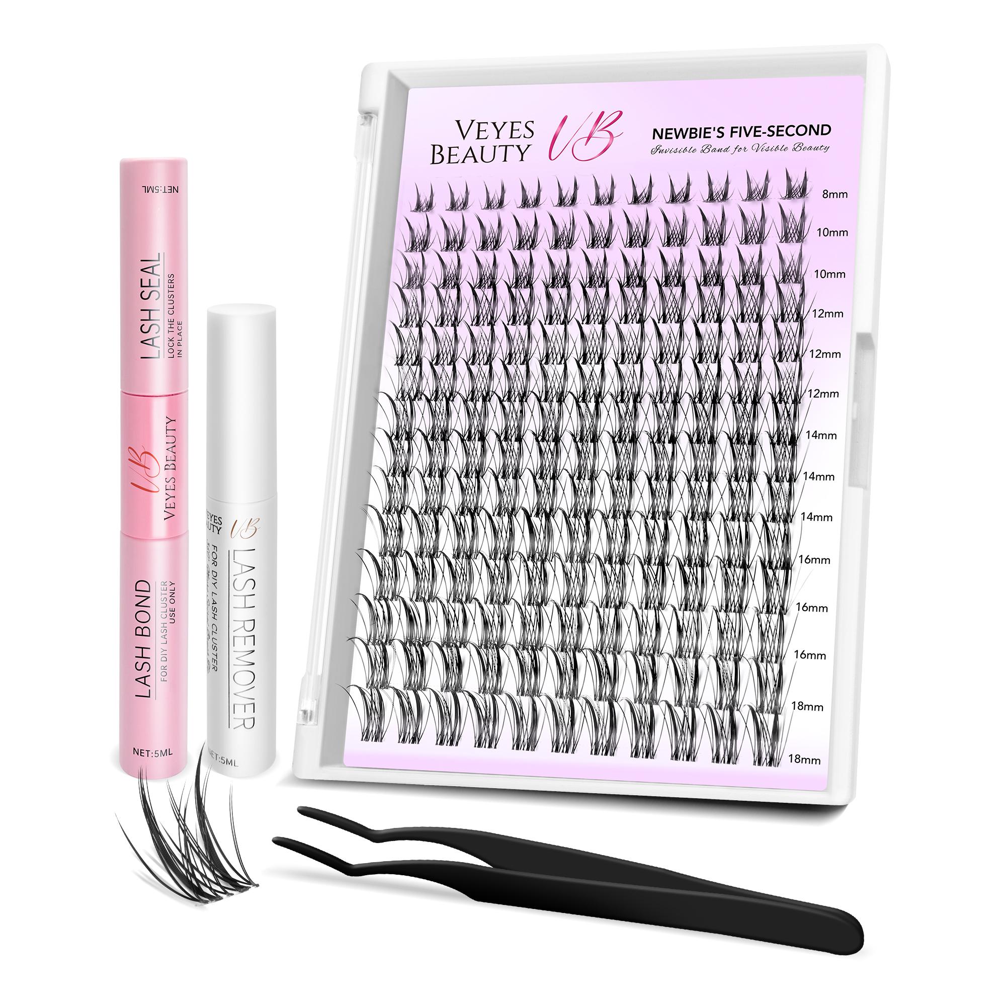 

Veyesbeauty Sylph Lash Clusters lively and charming date-night looks Long-Lasting & Reusable 154 Clusters 8-18mm Lash Kit чорний