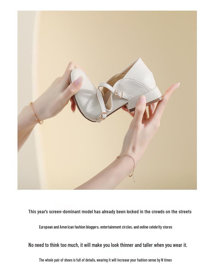 Mary Jane Thick-Soled Chunky Heel Round Toe Shoes - Women's 2023 Spring Collection, Soft-Soled, Plus Size Available.