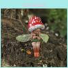 Farmhouse Fairy Resin Decor With Mushroom Figurine For Garden And Outdoor Display