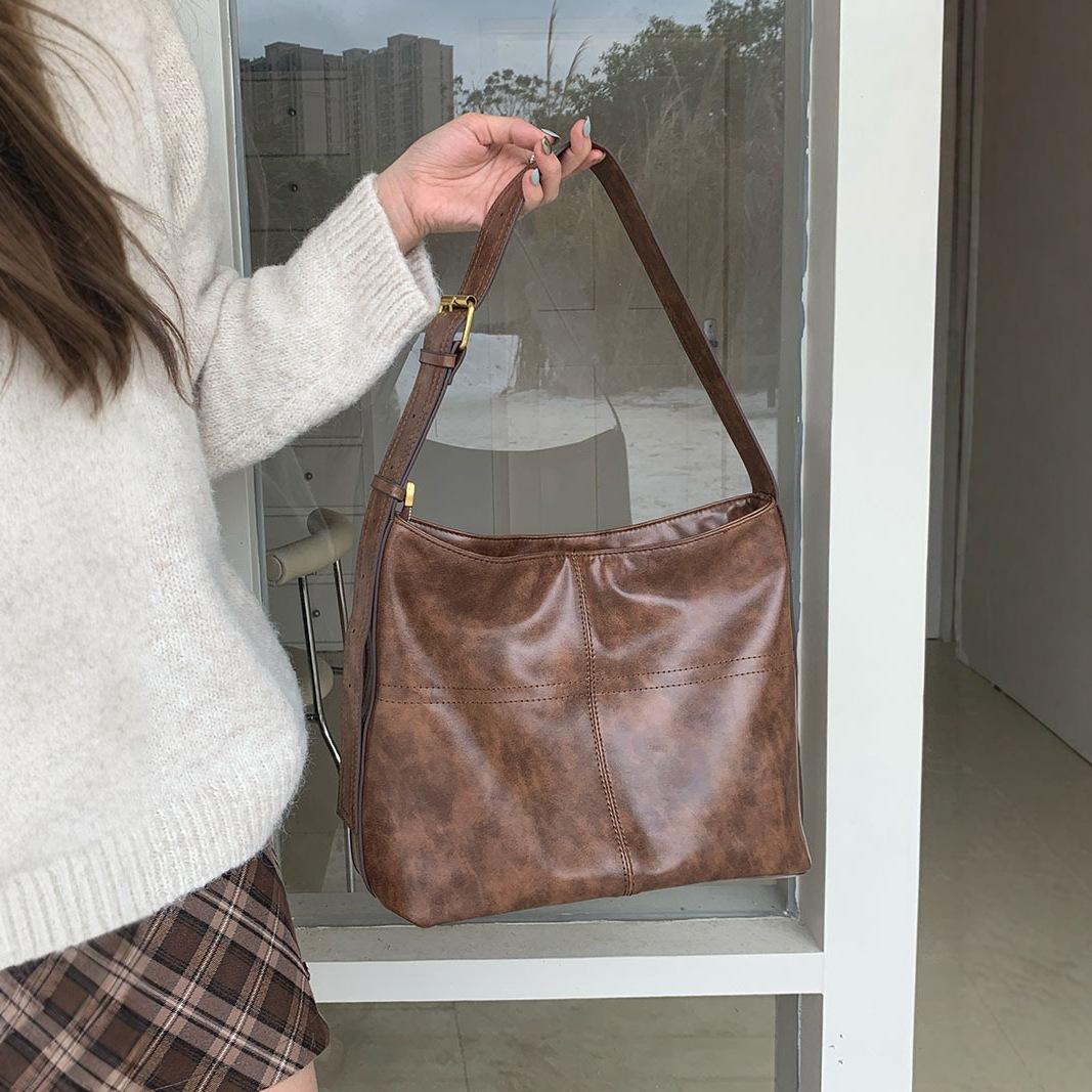 

Винтажная сумка-тоут большой вместимости для поездок на работу, осенне-зимняя, расслабляющая, на одно плечо, кроссбоди для женщин