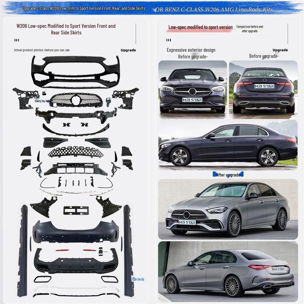 Front Bumper Lower Guard Plate for Mercedes-Benz C-Class W206 '22+