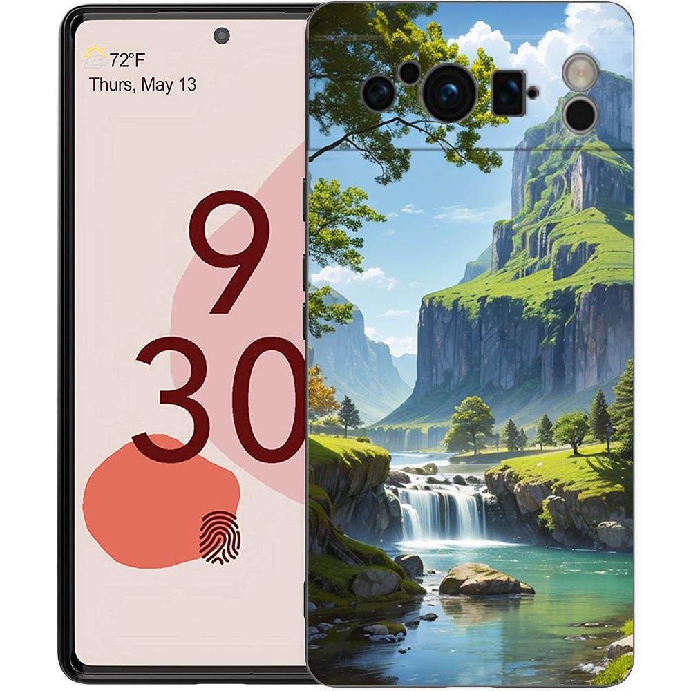 Handyhülle Für Google Pixel 8 7 6 Pro 8A 7A 6A TPU Hülle Weiches Silikon Stoßfest Schwarze Abdeckung Landschaftskunst