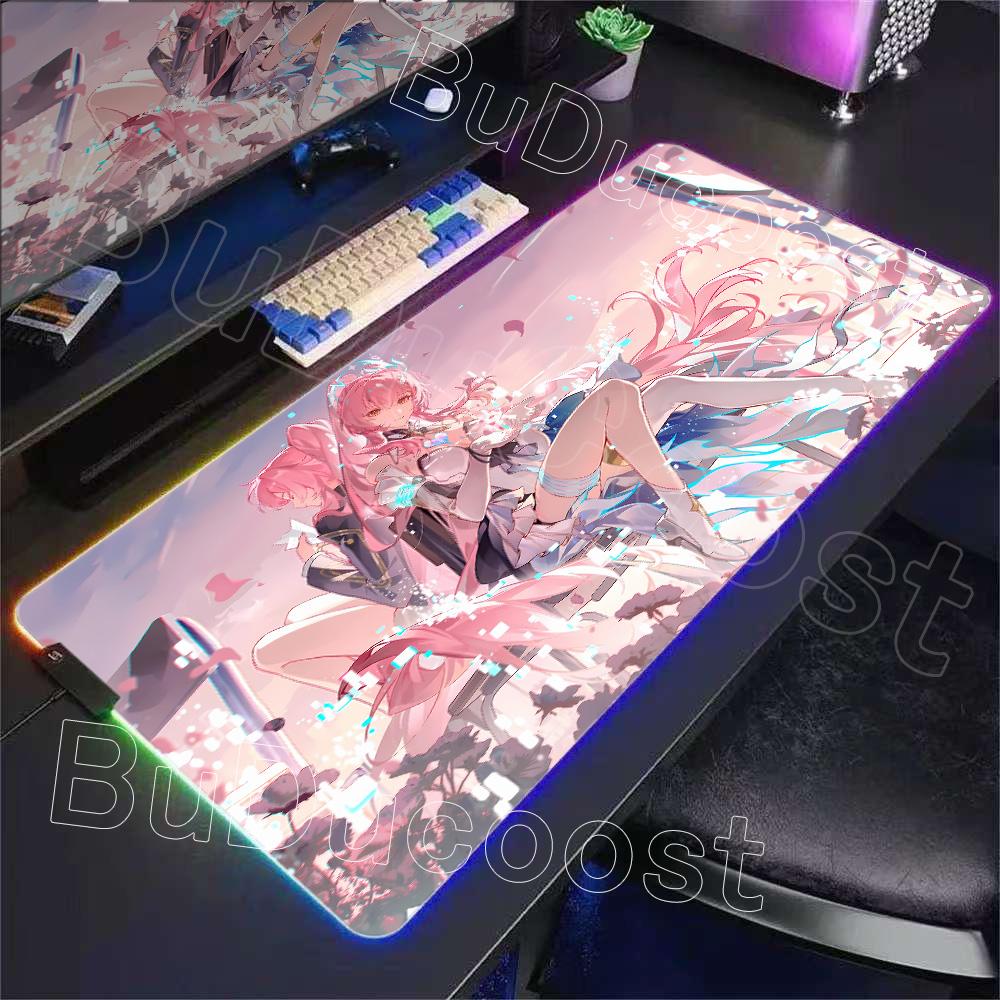 New Role Kawaii Aemeath RGB Mousepad Gaming Wuthering Waves Cute Anime Girl Mouse Pad XXL Computer Non-slip Rubber Keyboard Mats