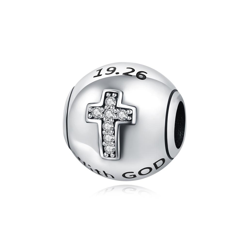 2026 Angel Eyes Cross Charm Positioning Buckle Charm Bead Jewelry Bracelet Accessories 925 Silver Girl