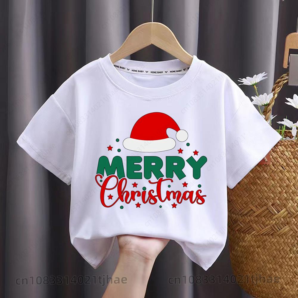 Merry Christmas Moose Graphics Kids Tshirts for Babys Santa Claus Christmas Party T-Shirt for Boys T Shirts for Girl Tops Tees