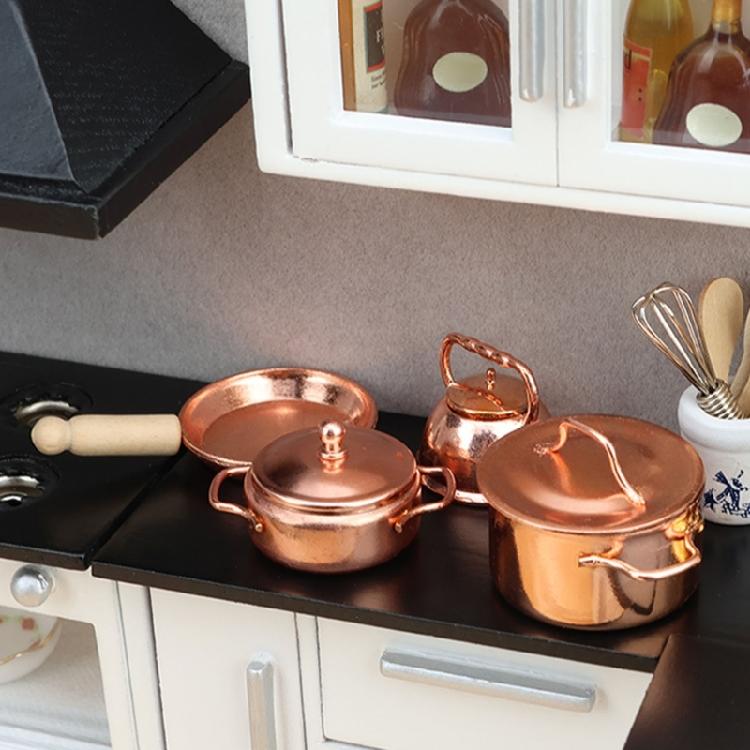 Miniature Metal Cookware For Miniature Displays 1/12 Scale Robust Construction With Detailed Design Features