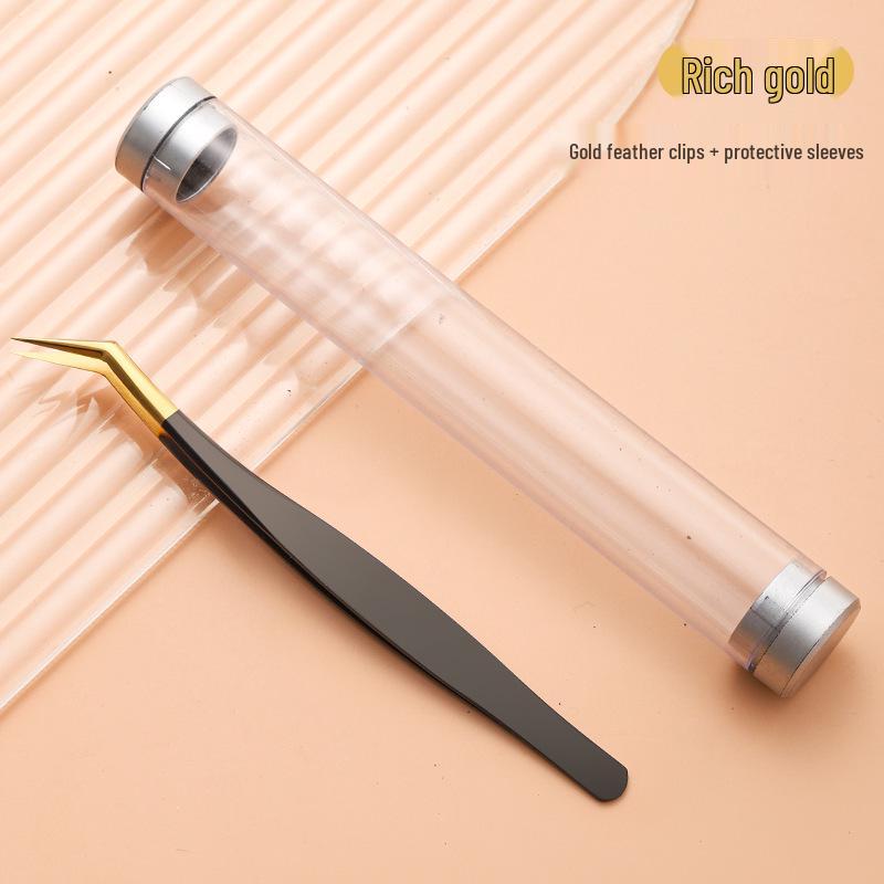 Stainless Steel Black Gold Feather Dolphin Tweezers for Beauty and Manicure