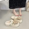 Women's Baotou plush slippers padded warm winter thick bottom heightened home slippers casual walking indoor shoes snow cotton slippers
