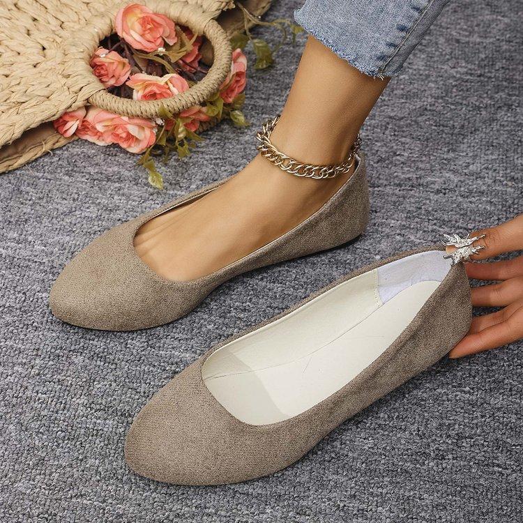 Παπούτσια με ρηχό στόμα και επίπεδη μύτη, μονά παπούτσια με μαλακή σόλα, άνετα φλατ παπούτσια με κούμπωμα