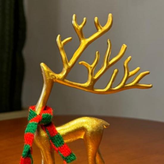 1/2 יחידות פסל אייל חג המולד עם צעיף פסלון צללית אייל מינימליסטי פיסול צבי קישוט קישוט שולחני לבית למשרד