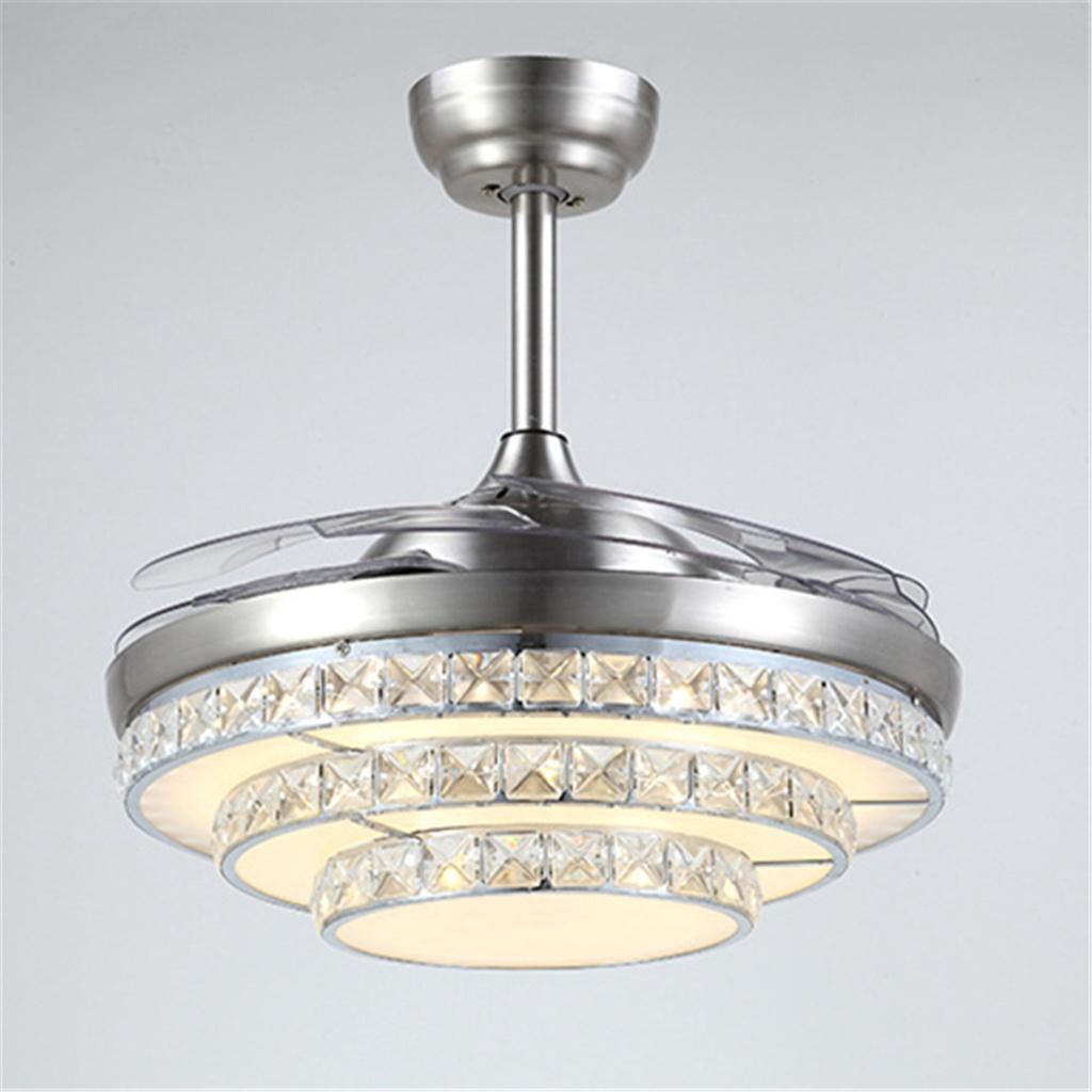Modern Crystal Ceiling Fan Light 4 Fan Blade 42" Luxury Decorative Bedroom Ceiling Fan Lamp Remote Control Ventilador Fans