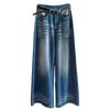 Retro washed white wide-leg jeans women's autumn new high-waisted loose-fitting old trousers
