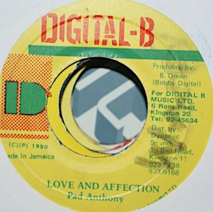 

7inch Record PAD ANTHONY Love And Affection NONE DigitalB 1990 Jamaica Reggae Ska Dub Used