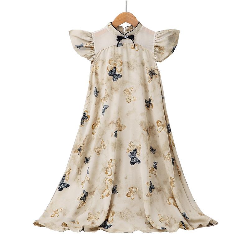 

Girls Fashionable Dress - Summer Children s Modified Cheongsam - Sweet Princess Dress 160cm абрикосовий