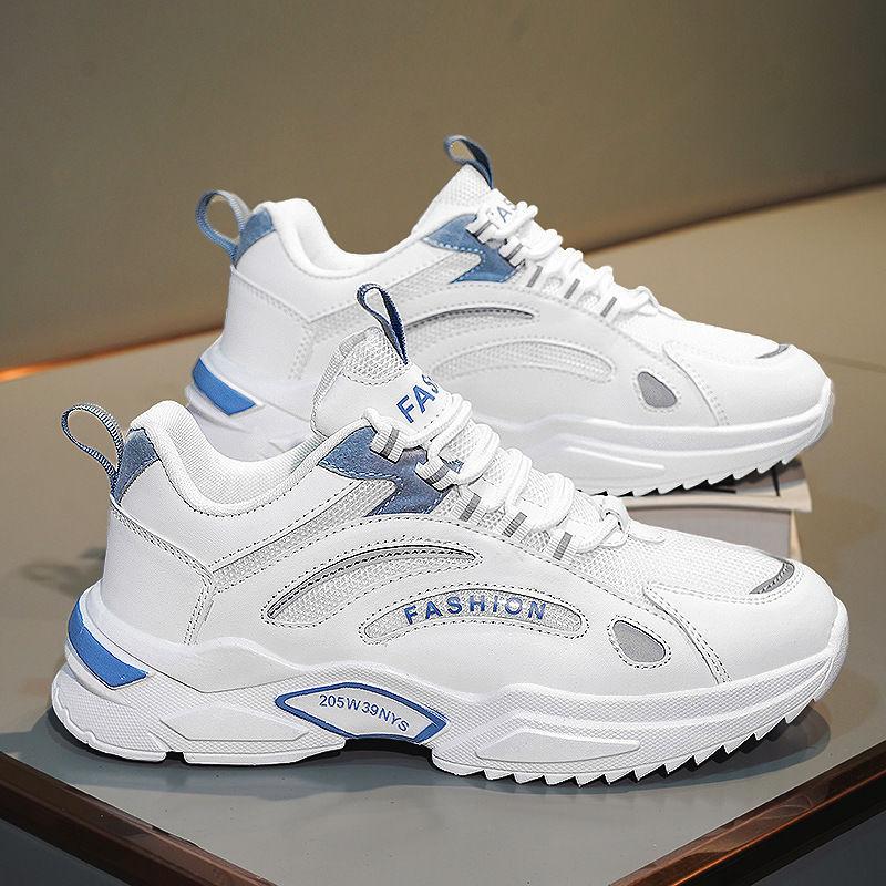 Herrenschuhe Sommer atmungsaktiv 2024 neue Jugendsportschuhe Mesh Laufschuhe lässig kleine weiße Plateau Papa trendige Schuhe