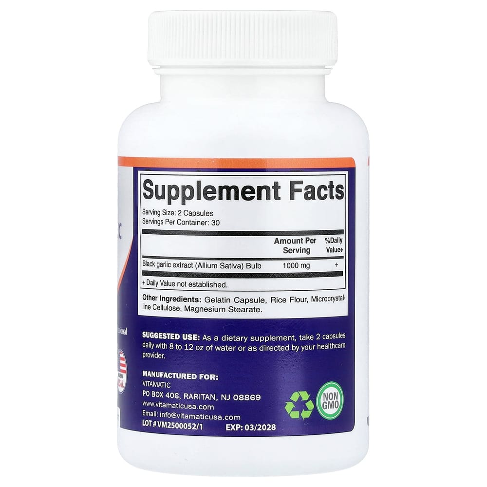 iHerb Fermented Black Garlic 1000mg, 60 Capsules (500mg per capsule)