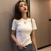 Women's Crew Neck Short Sleeve Basic T Shirts Slim Fit Solid Color Casual Tops