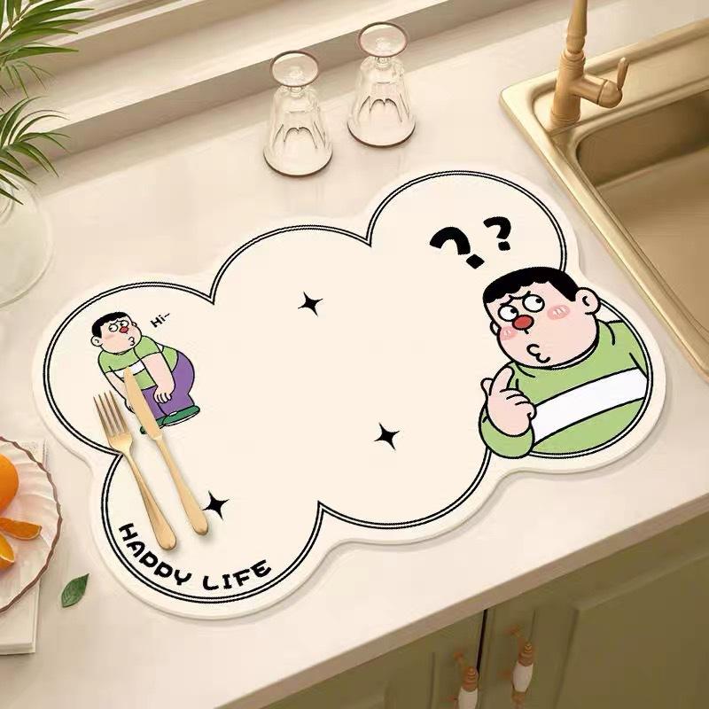 Kitchen Countertop Drain Mat Diatom Mud Absorbent Mat Tableware Bowl Plate Place Mat Stove Sink Dish Washing Anti Scalding Mat