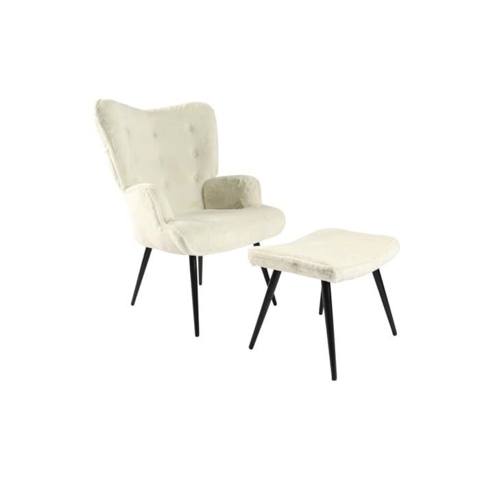Fauteuil cabriolet - Home ESPRIT - Polyester - Métal - 72x74x97 cm - Blanc - Multicolore - Uni - Taille unique