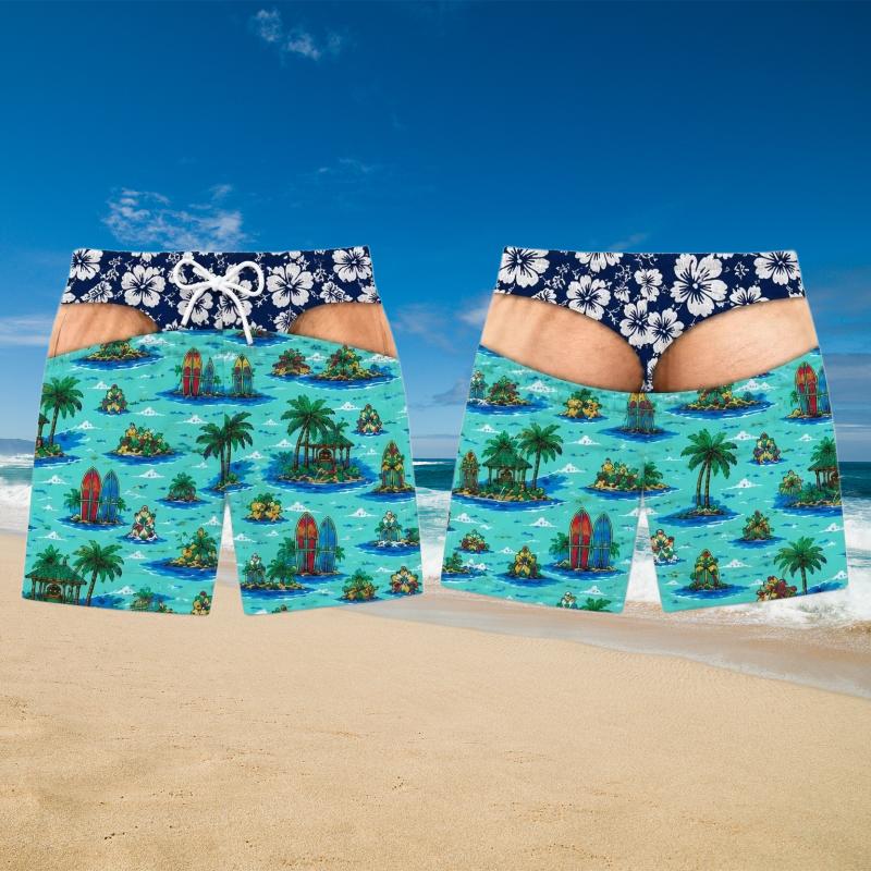 2026 New Funny Plus Size Beach Shorts Casual Summer Men 3D Print Fake Skin Vacation Beach Shorts Hawaii Travel Gift Men's Shorts