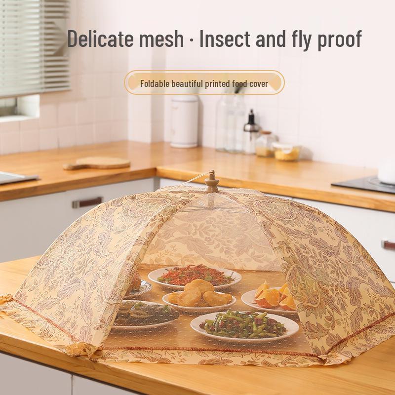 2023 Foldable Mesh Food Cover: Printed Umbrella Design for Protecting Leftover Foods