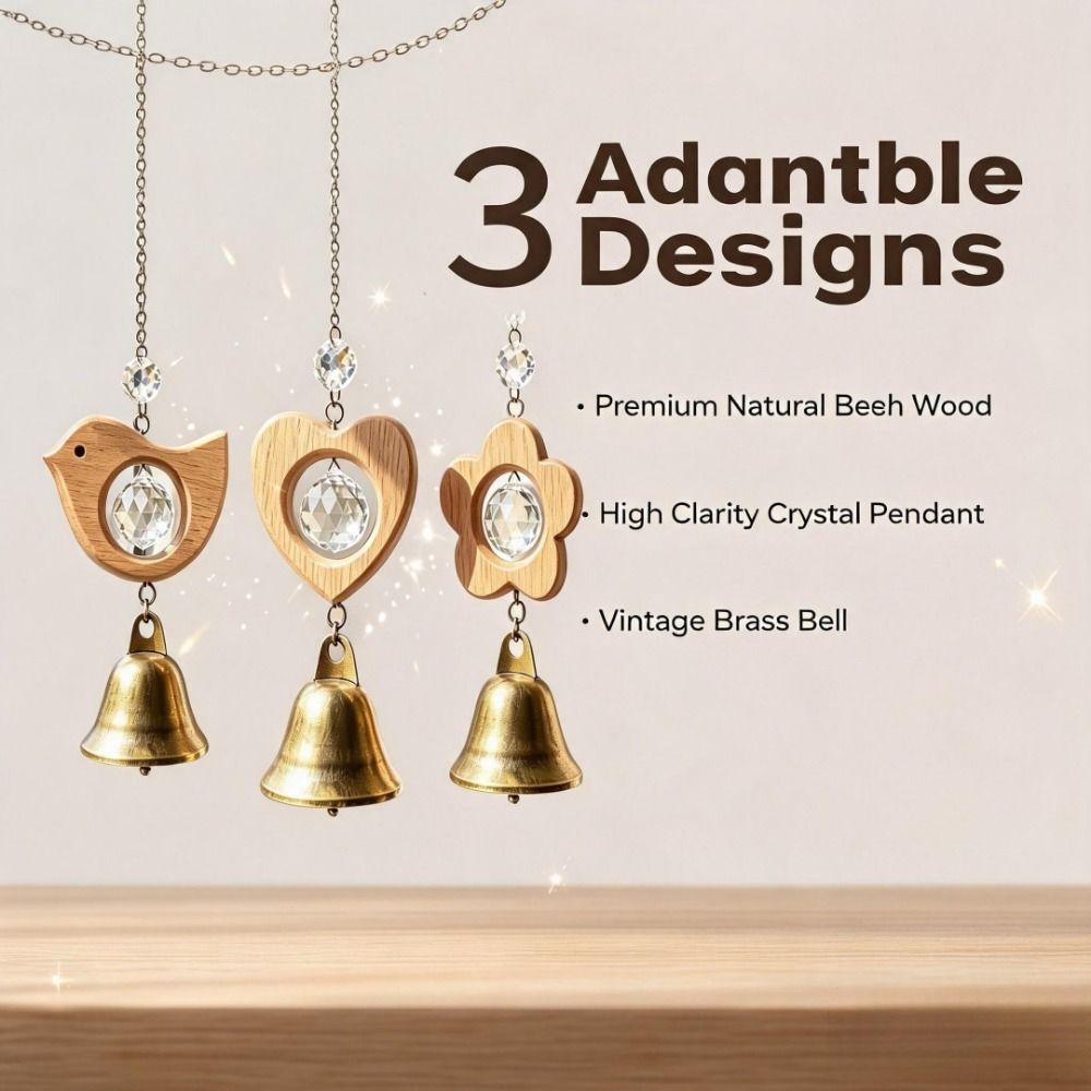 Crystal Prism Bird Wind Chimes Wooden Sun Catcher Vintage Crystal Pendant  Home