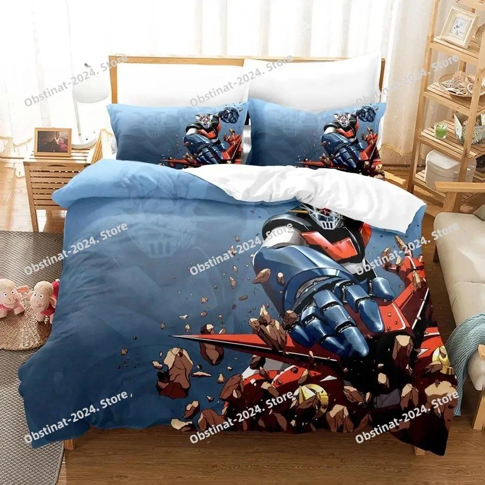 Mazinger Z Bedding Set Printed With Pillowcase Bed Duvet Cover Soft Single Double Queen Super King Size Aldult Kid Bedroom