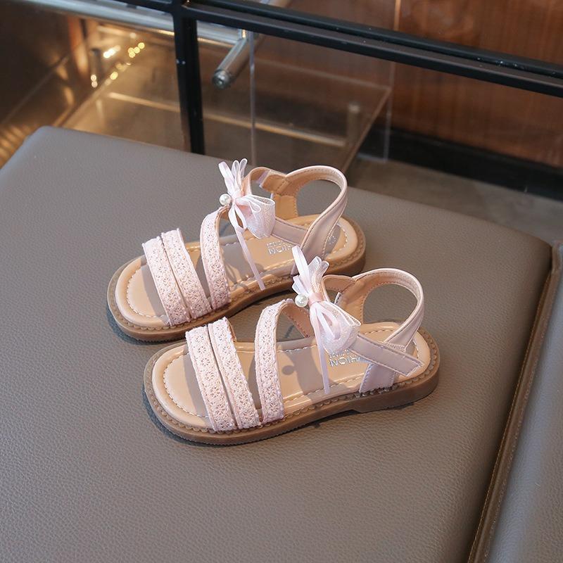 Girls’ Sandals, Summer New Arrival, Soft-Soled Children’s Princess Shoes, Korean Style Bowknot, Open-Toe Kids’ Beach Shoes