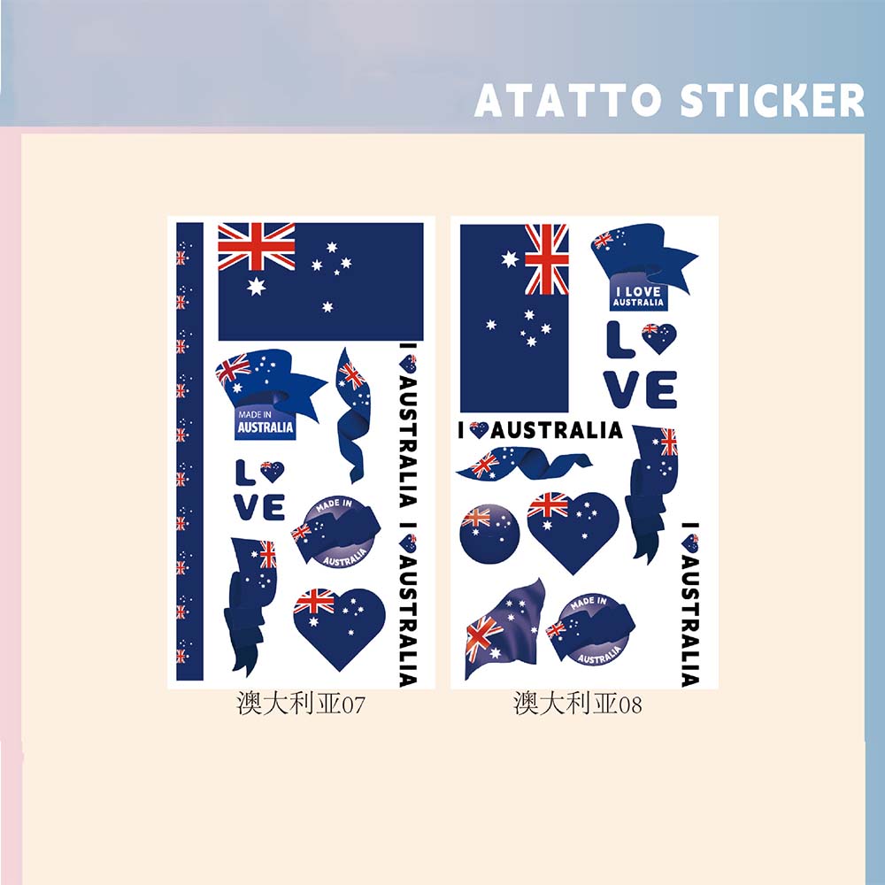 Set of 2 Temporary Tattoos National Flag Decals for Face and Arm, Body Decoration for Football Supporters for Sporting Events