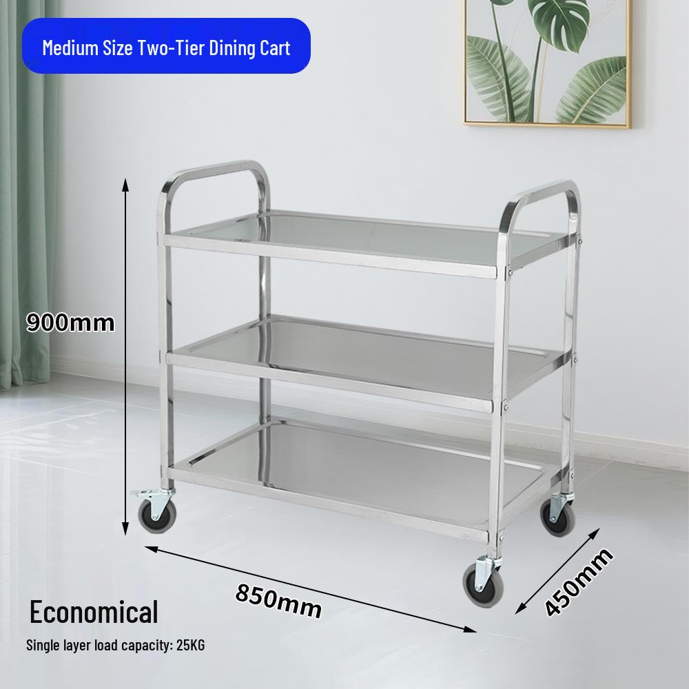 Three-Tier Stainless Steel Meal Cart for Restaurant and Hotel Use