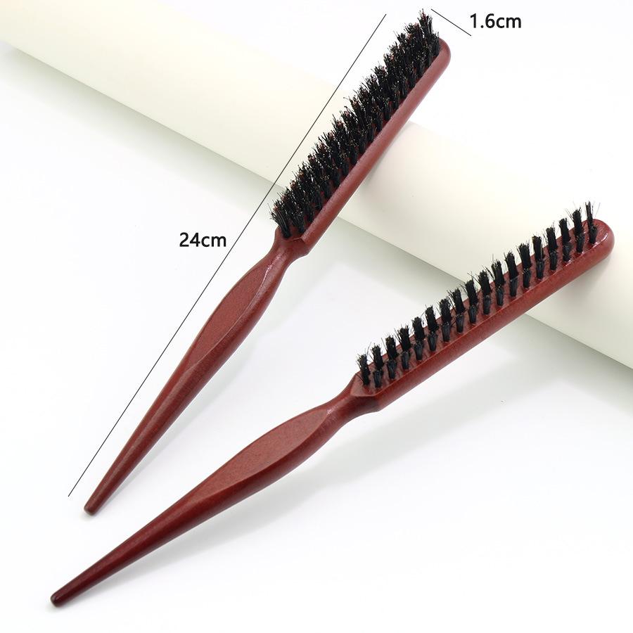 Triple Row Pig Bristle Hairdressing Comb with Pointed Tail and Nylon Teeth