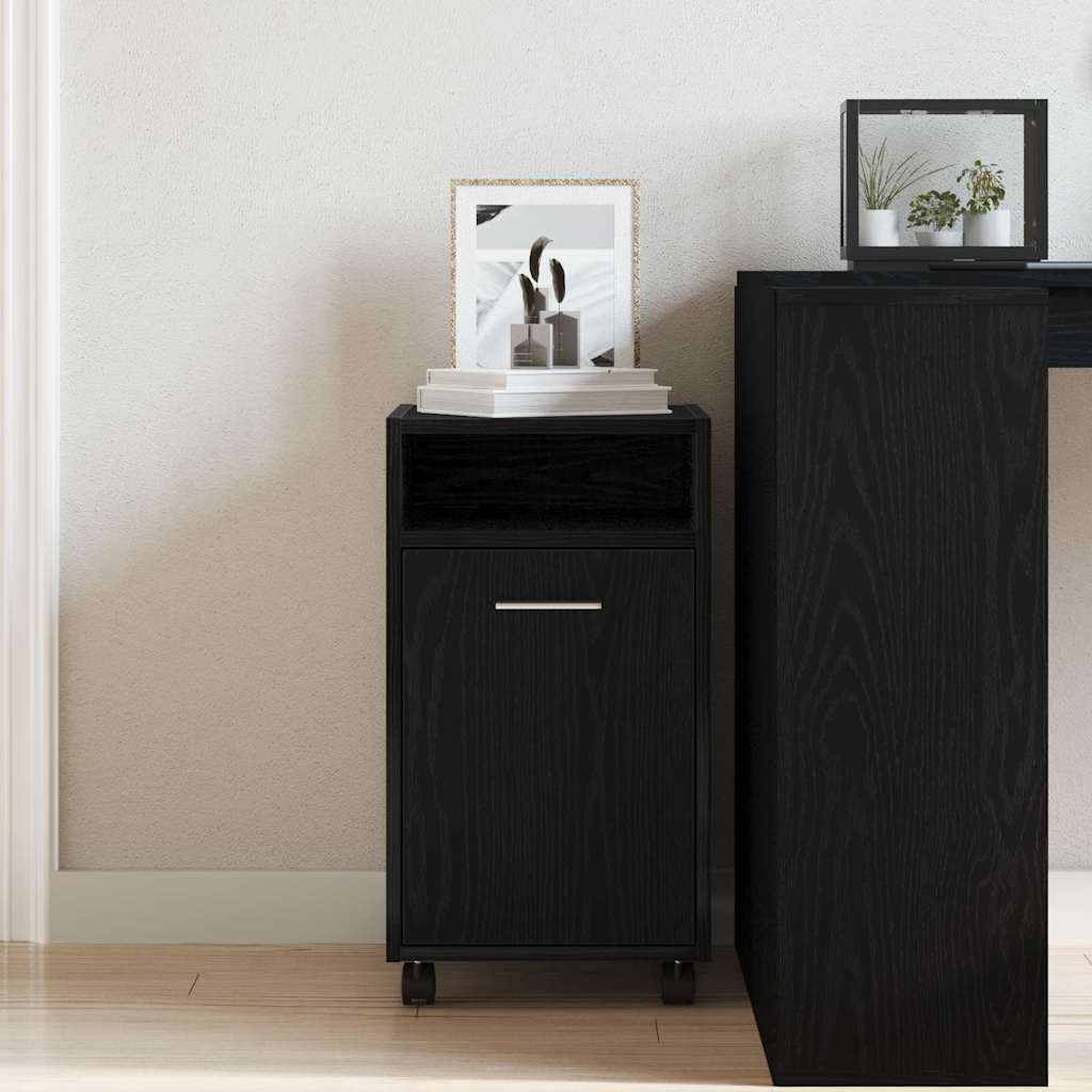 Mobile Side Cabinet in Black Oak Look 33 x 38 x 60 cm