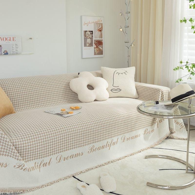 

Диванное полотенце Универсальная утолщенная нескользящая шенилловая интегрированная полностью покрытая ткань для диванной подушки в мелкую клетку в стиле минимализма 180*130