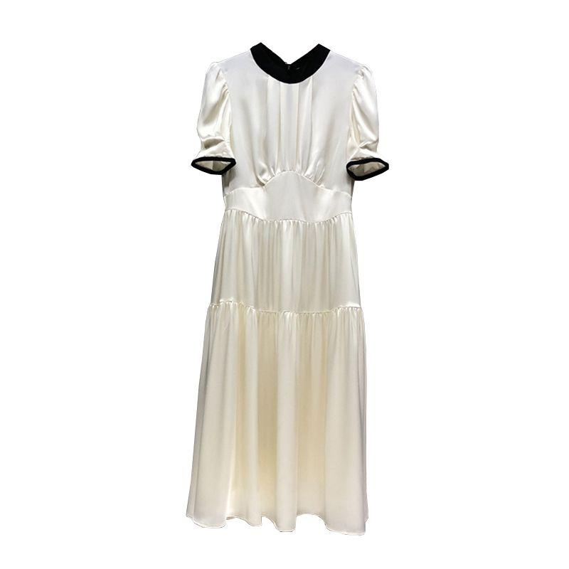 

Ruched Petty Bourgeoisie Shoelace Dress European Goods French Acetic Acid Apricot S