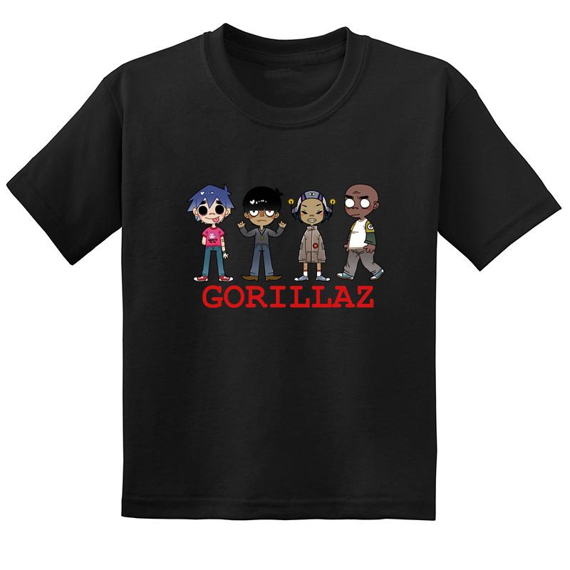 Hot-selling Gorillaz Rock Band Printed Summer Fashionable Pure   Short-sleeved T-shirt for Boys and Girls