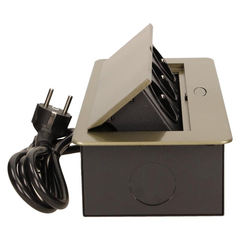 Sockets Mounted Into The Tabletop 3X2P+Z Flat Milled Edge Silver - On-Ae-1336/G